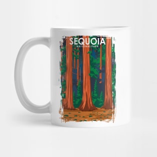 Sequoia National Park Vintage Minimal Travel Poster at Night Mug